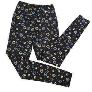 Dog Lover Vet Paw Pring All-Over Graphic Black Blue Yellow Leggings Super Soft 1